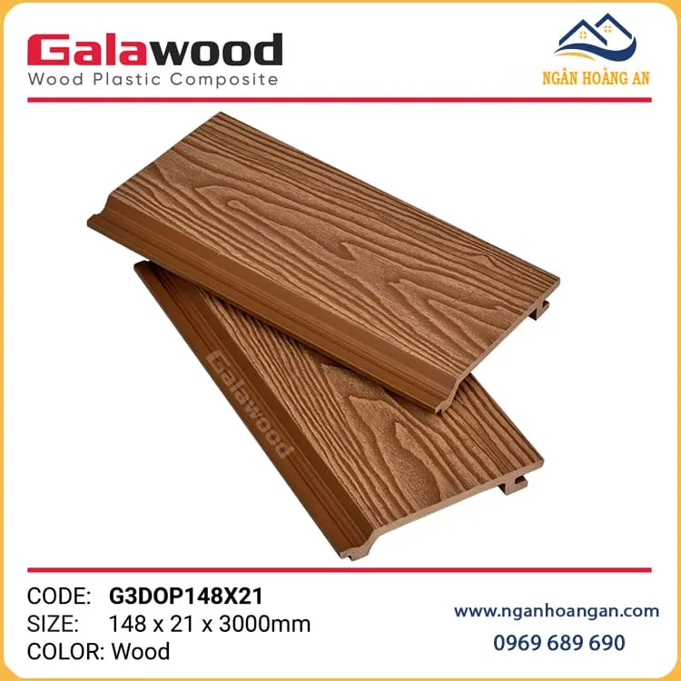 Tấm Ốp Tường Trần Ngoài Trời Vân Gỗ 3D Galawood G3DOP148X21
